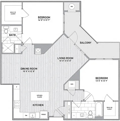 Floor plan 2 BED 2 BATH - 1,246