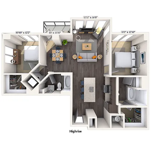 Floor plan High Rise 2x2 1202 SF
