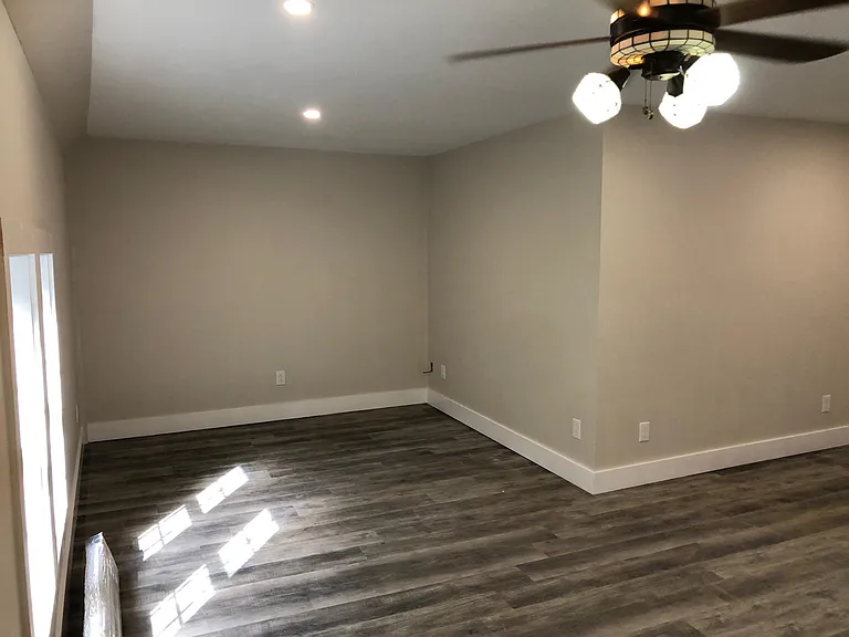 Plenty of space for couches and entertainment center.