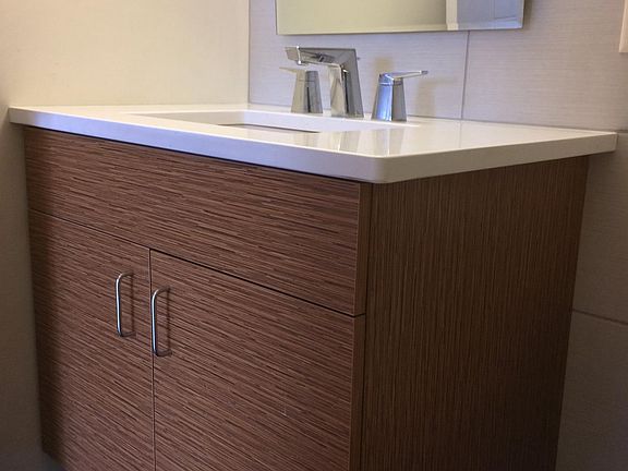 Floating Vanity with Slate Floor