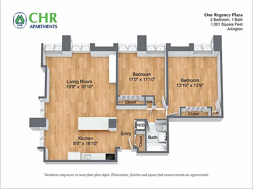 Floor plan 2 Bed/1 Bath - Corner Unit
