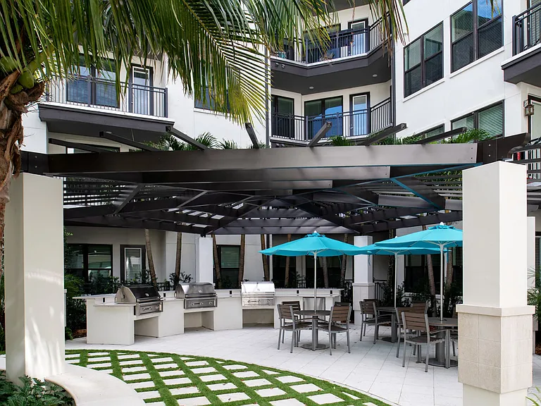 Outdoor patio with grills
