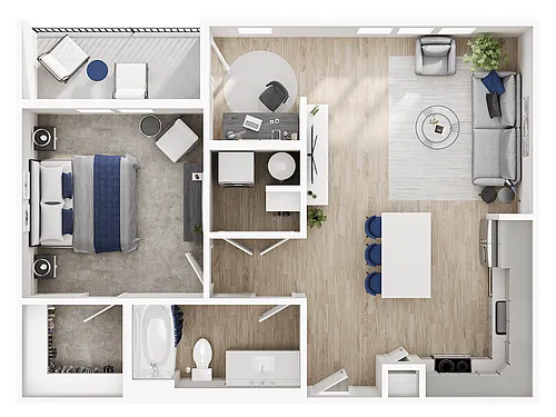 Floor plan 1X1 B
