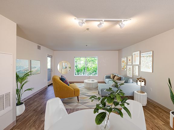Spacious living area with a flexible layout for relaxing or entertaining.