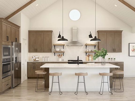 Kitchen with pendant lighting