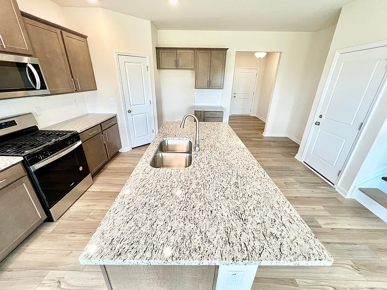 Large Granite Kitchen Island.