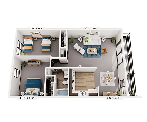 Floor plan Center Grove: 2 Bedroom