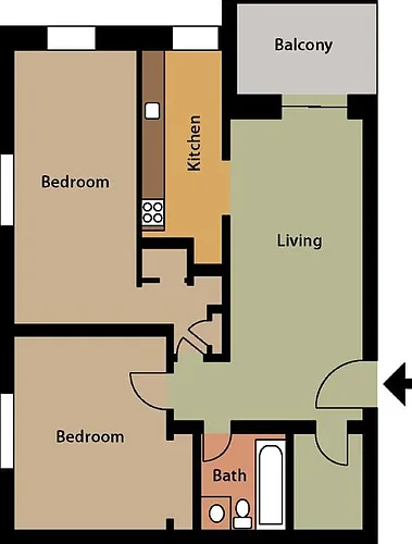 Floor plan Renovated 2 BR