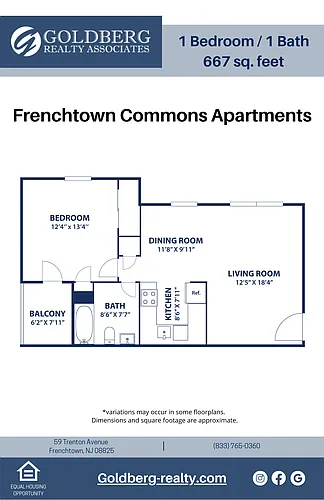 Floor plan One Bedroom 1 bath