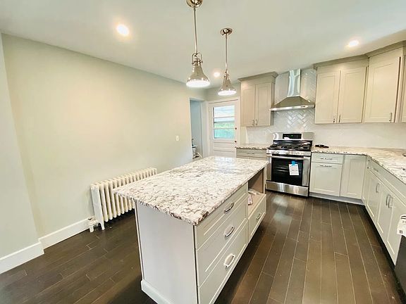 Kitchen area with island.