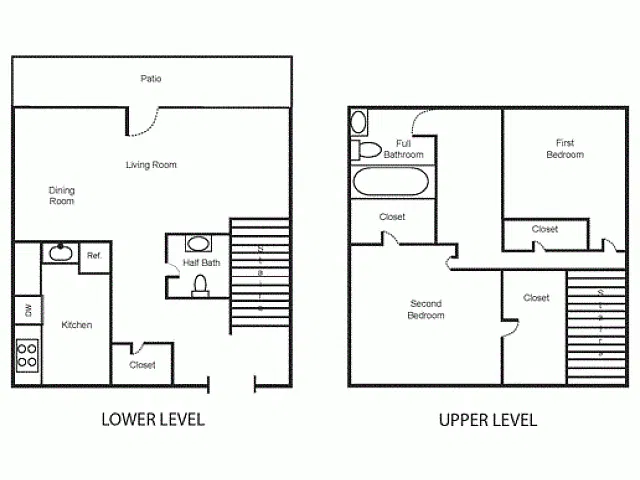 Floor plan 2 Bedroom 1.5 Bathroom TH