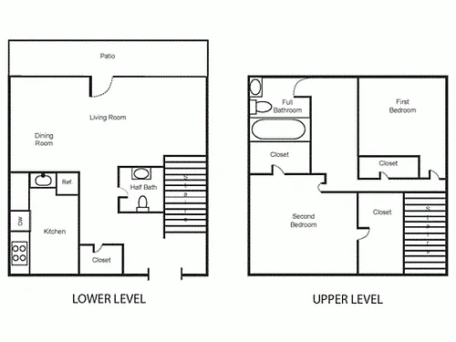 Floor plan 2 Bedroom 1.5 Bathroom TH