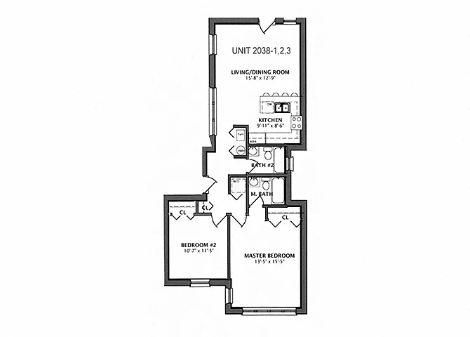 Floor plan 2 Bedroom | 2 Bath (C2)