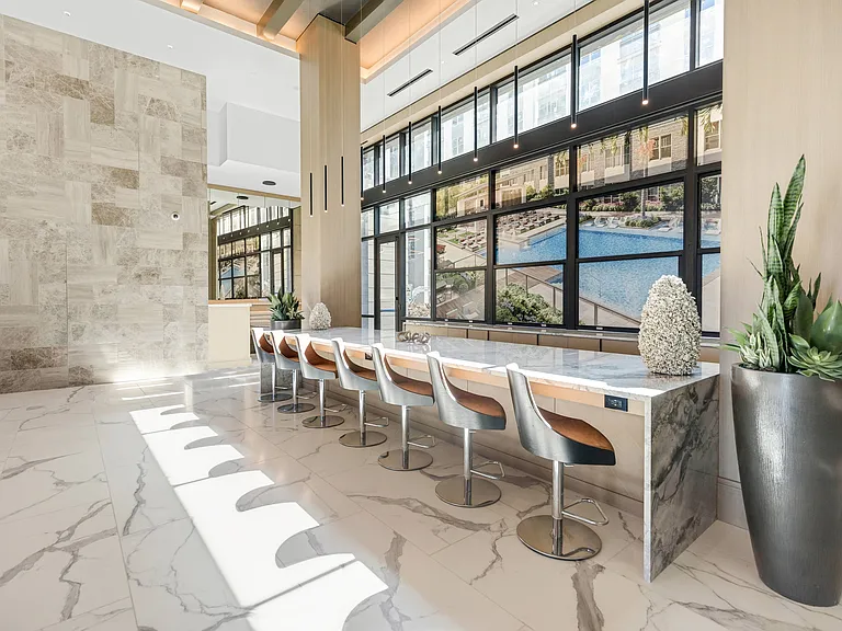 Resident lounge with banquette seating, wi-fi and USB connectivity
