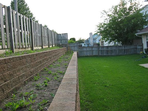 Private backyard with 3 sides wooden fence with gate, room to grow vegetables and flowers in summer