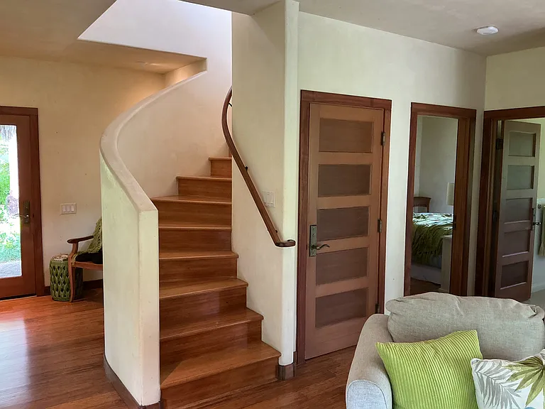 Stairs to second floor bedroom and bathroom