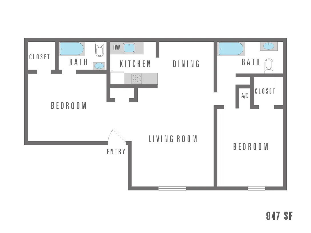 Floor plan 2 Bedroom 2 Bath