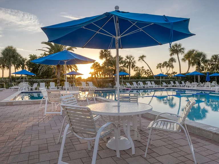 Tables around pool