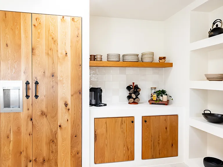 Kitchen, huge refrigerator and coffee bar