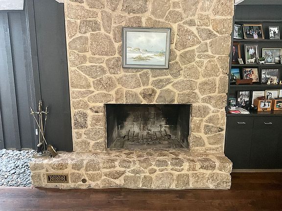 Fireplace in den