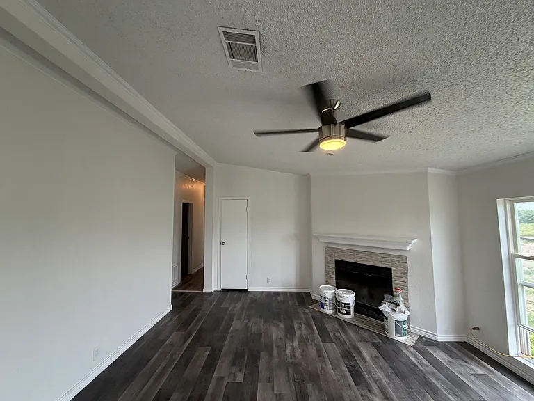 Family with fireplace