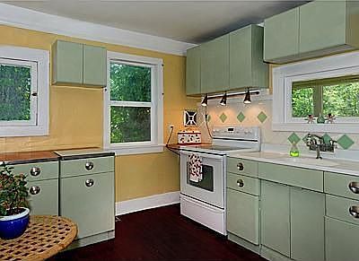 Kitchen with vintage cabinetry