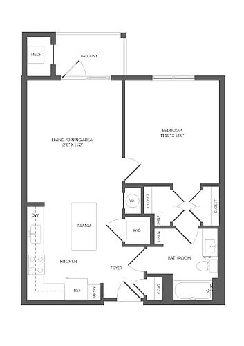 Floor plan 1 Bed/1 Bath-A4