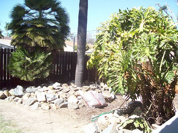 Private fenced backyard