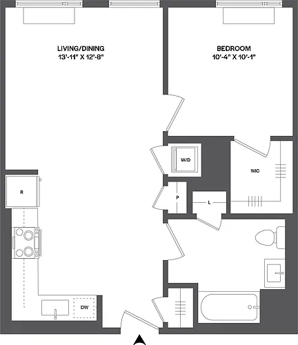 Floor plan 1 Bed/1 Bath-1B-2.2