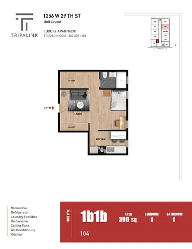 Floor plan Studio - 390 sqft