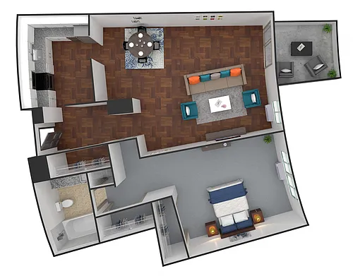 Floor plan H03 - 1 Bedroom / 1 Bathroom