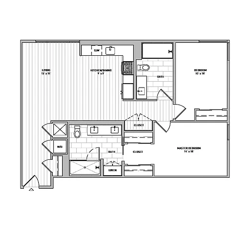 Floor plan Two-Bedroom - D3