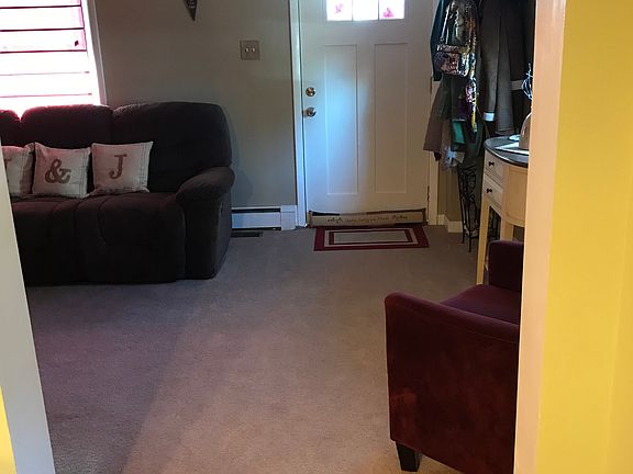 Front door and living room