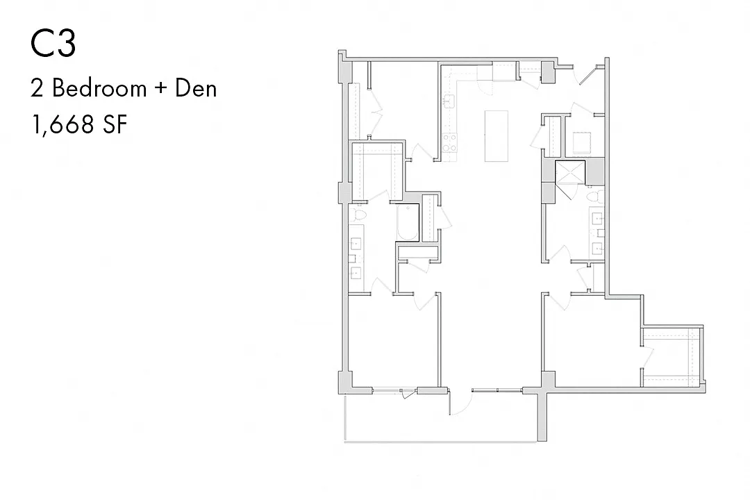 Floor plan C3 2 Bedroom Den