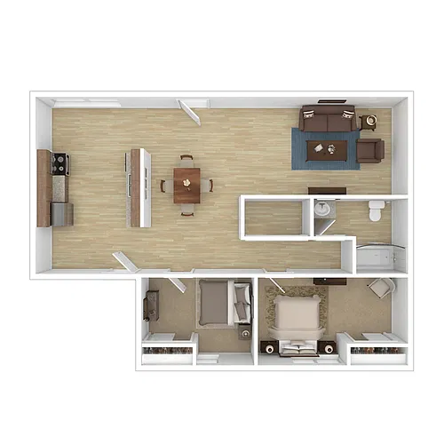 Floor plan 2 Bedroom, 1 Bath