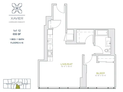 Floor plan 1X1 12