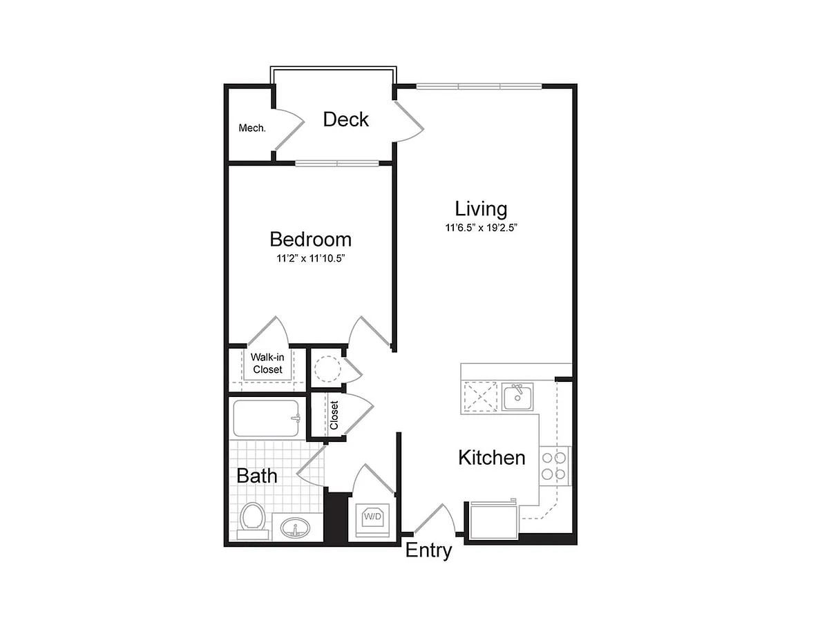 Floor plan 1-Bedroom 1-Bathroom | 706 sqft