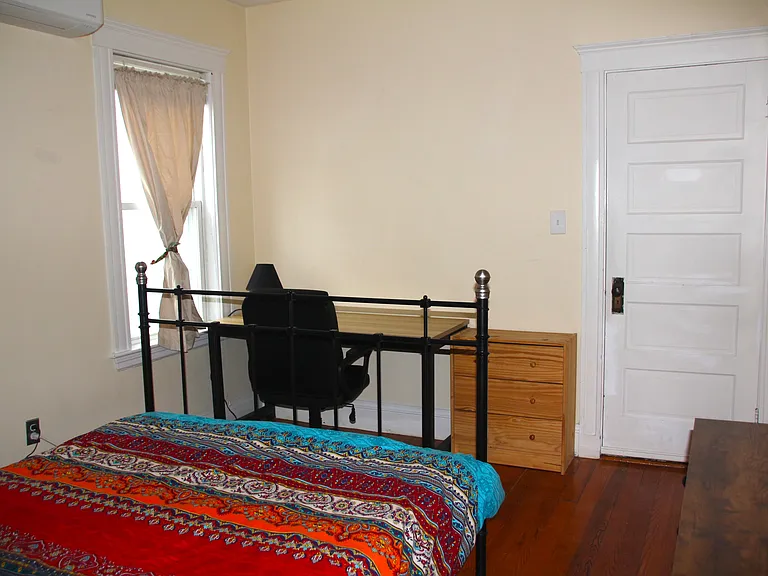 Second bedroom features Queen size bed, built in cupboard, desk, chair, side-table and 2x chest of drawers