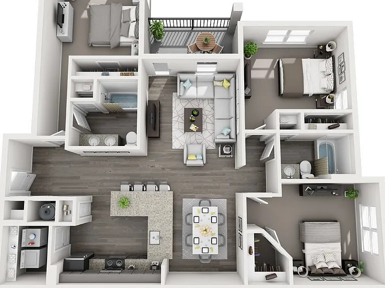 Atlantic At Grand Oaks - C-1- 3x2 - 2 Beds - 2 Baths - 1410 Sq. ft.