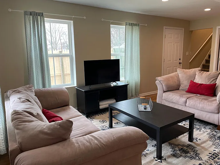 View from front entrance of living room.