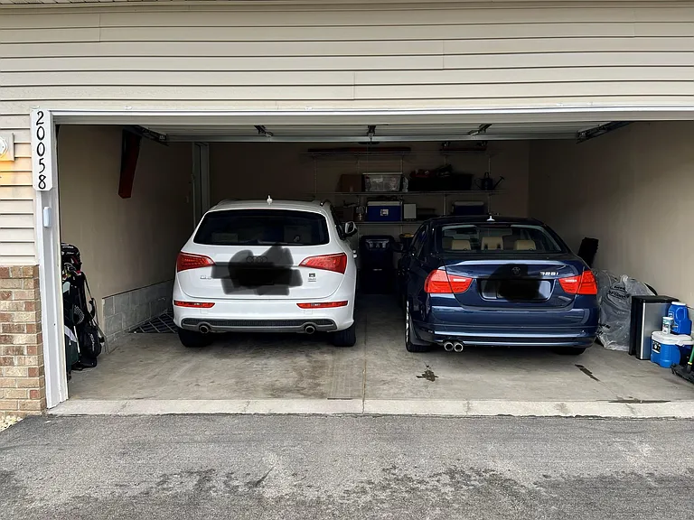 Two car garage is finished and painted.