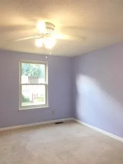Master bedroom with fan and lights