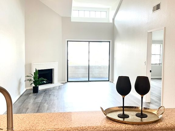 Breakfast bar view into living room