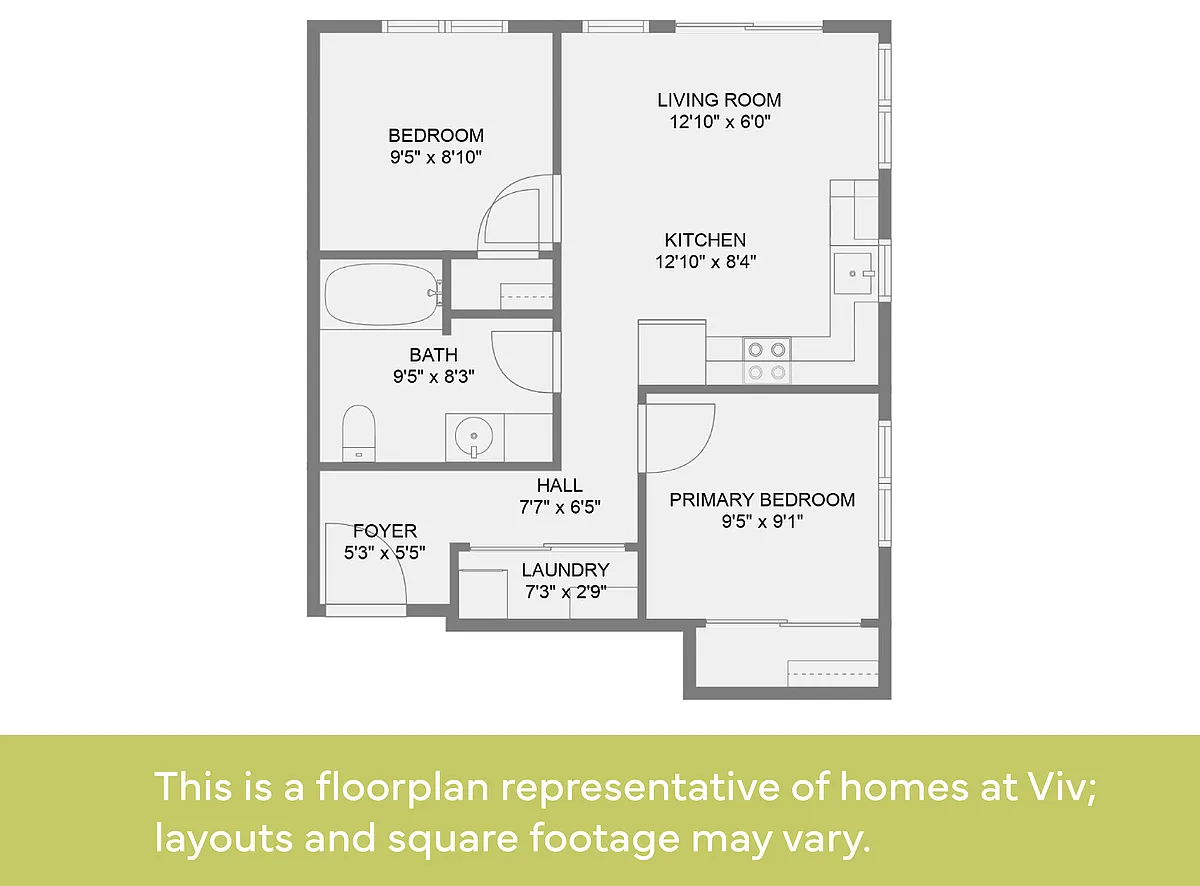 Floor plan 2x1 - 60% AMI