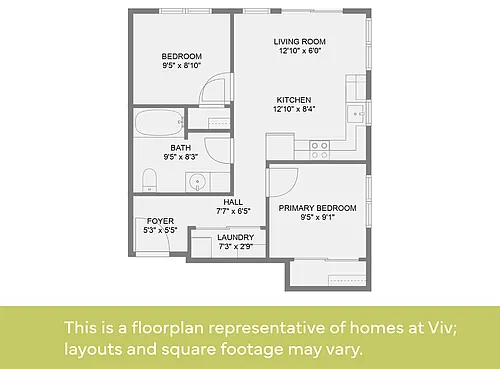 Floor plan 2x1 - 60% AMI