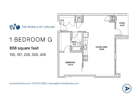 Floor plan 1 Bedroom G