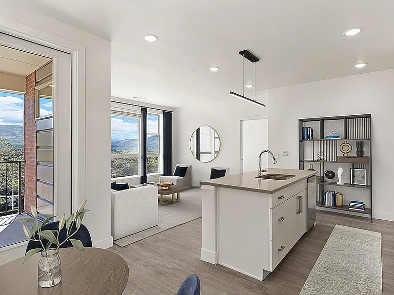 2 Bedroom Apartment at The Richmond Apartments in Millcreek with Spacious Balcony, Dining Room, Kitchen, and Living Room
