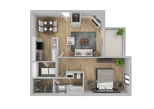 Floor plan 1 Bedroom / 1 Bathroom