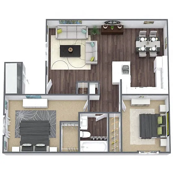Floor plan B1: 2 Bed 1 Bath
