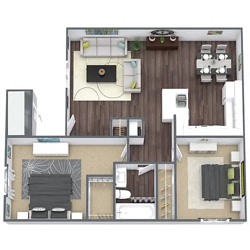 Floor plan B1: 2 Bed 1 Bath